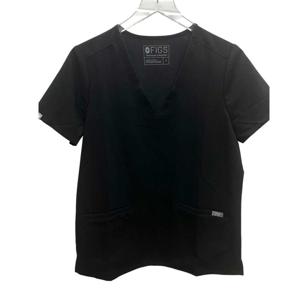 Figs Casma Black 3-Pocket V-Neckline Women’s Scrub Size Small
